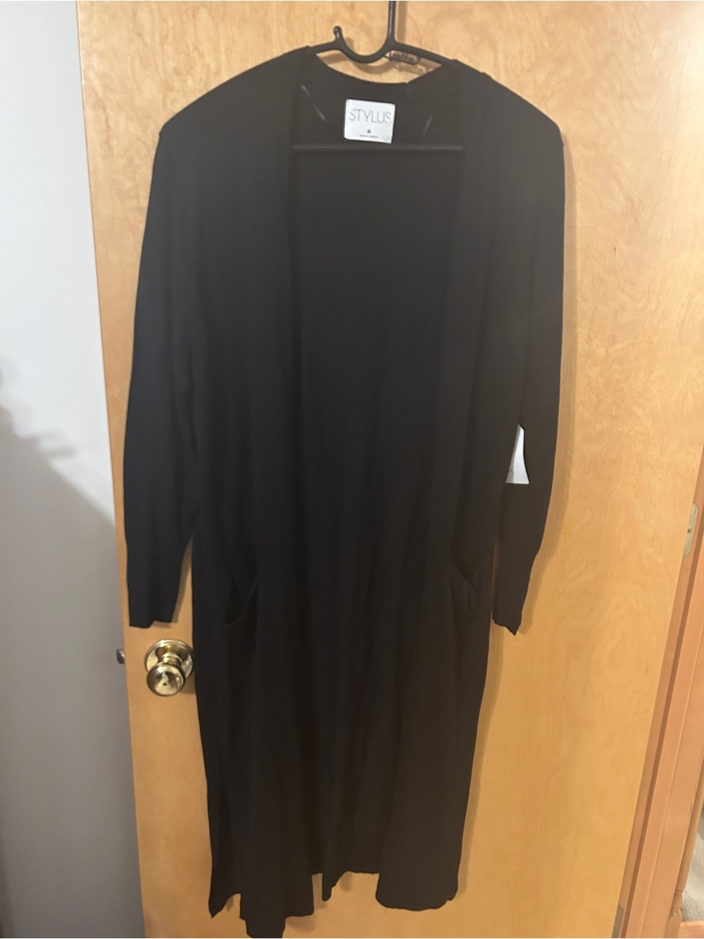 Stylus Black Long Open-Front Cardigan NWT M